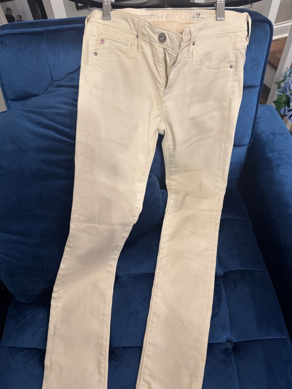 AG Adriano Goldschmied Beige Slim Straight Jeans